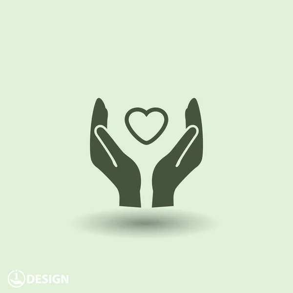 Piktogramm des Herzens in den Händen — Stockvektor
