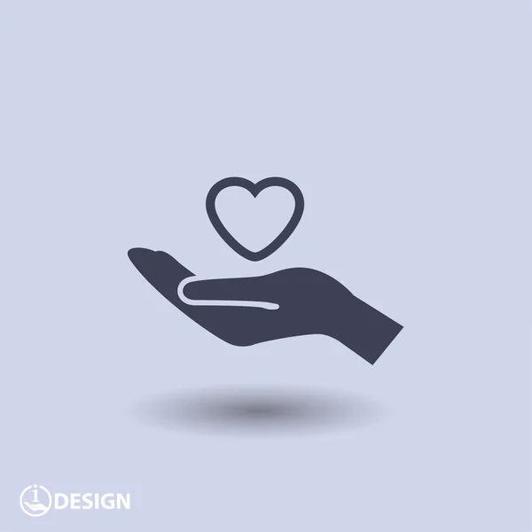 Pictografía del corazón en la mano — Vector de stock