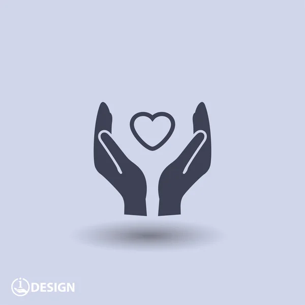 Pictograph of heart in hands — Stock Vector