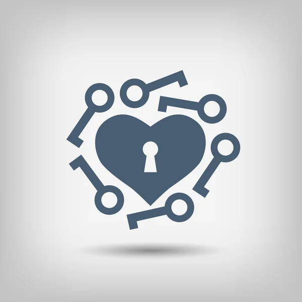 Heart with keys icon — Stock Vector