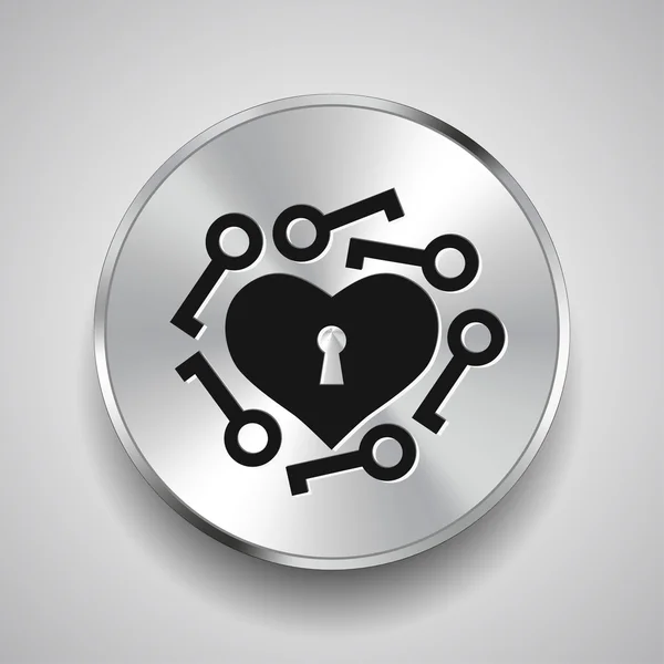 Coração com ícone de chaves — Vetor de Stock