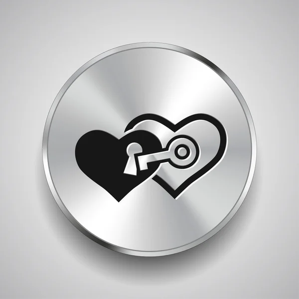 Coeurs avec icône clé — Image vectorielle