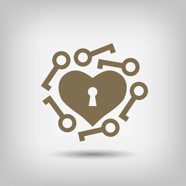 Srdce s ikonou klíče — Stockový vektor