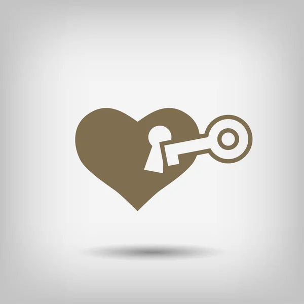 Pictograph of heart with key — Stock Vector