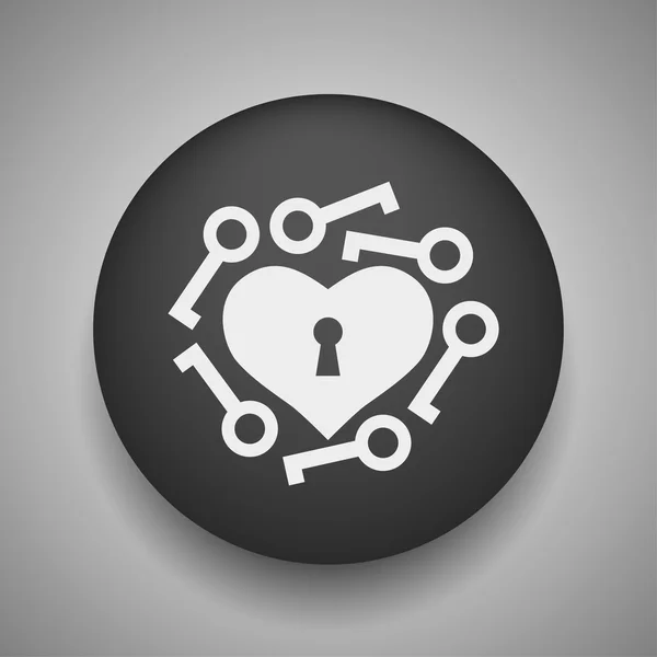 Heart with keys icon — Stock Vector