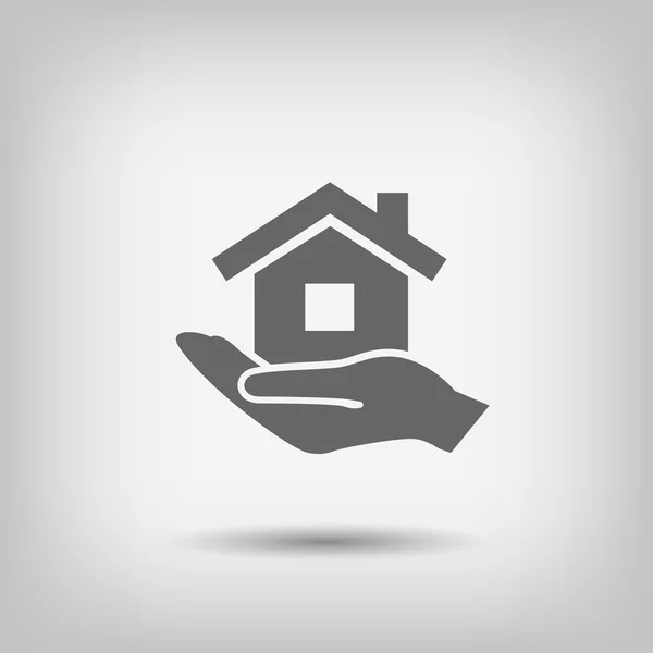 Pictograph of home in hand icon — Stock Vector