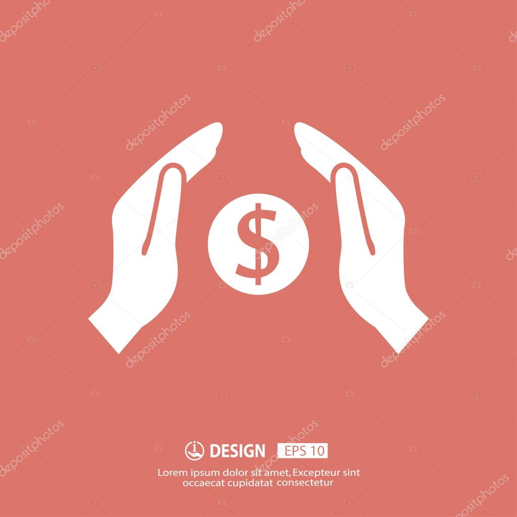 Pictograph of money in hands