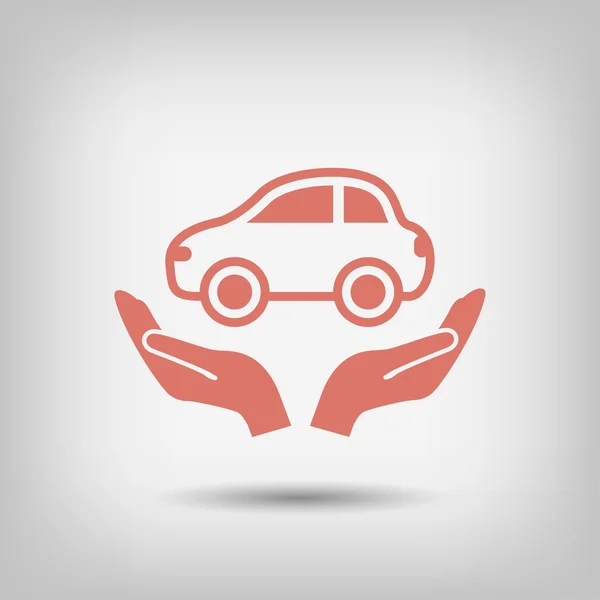 Pictografía del coche en las manos — Vector de stock