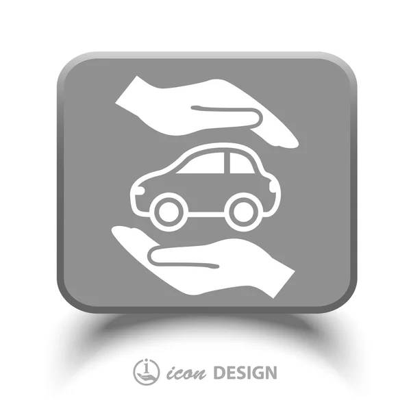 Pictograph of car in hands — Stock Vector