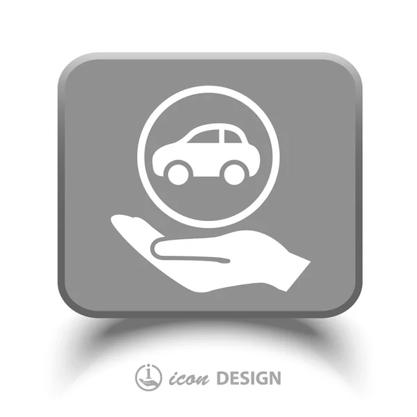 Pictograph of car in hand — Stock Vector