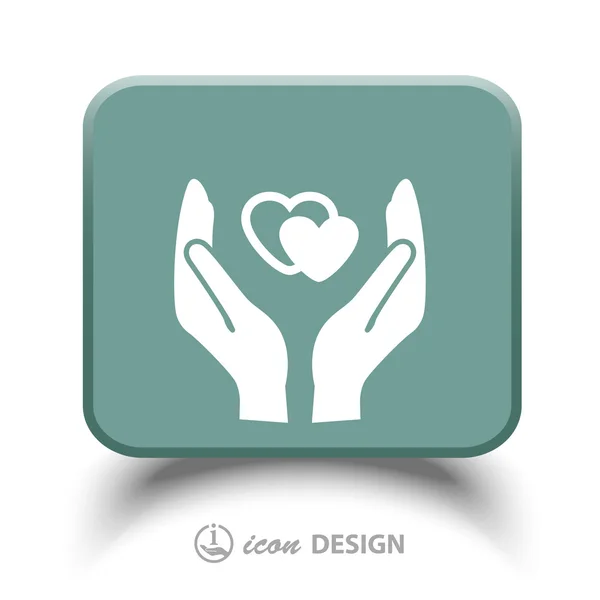 Pictograph of heart in hands — Stock Vector