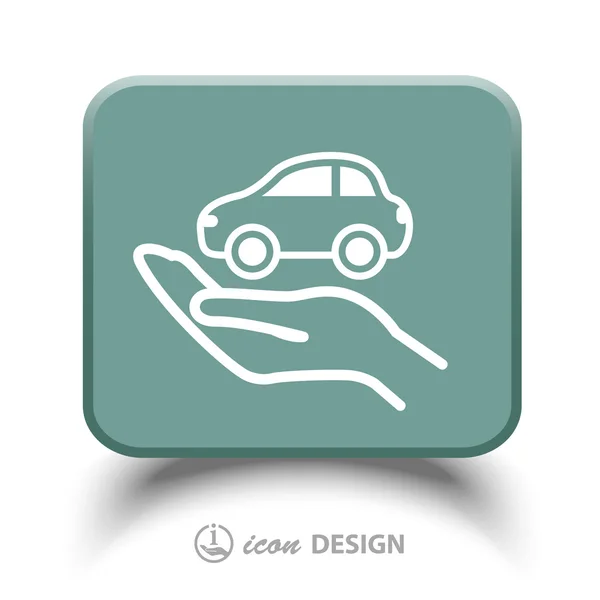 Pictograph of car in hand — Stock Vector