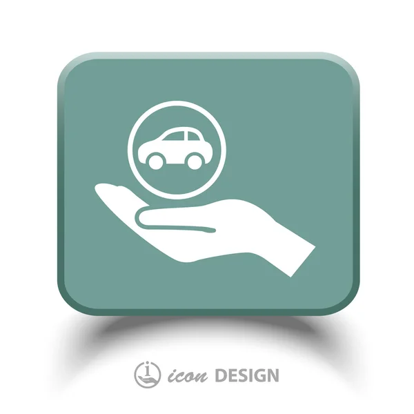 Pictograph van auto in hand — Stockvector