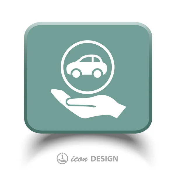 Pictograph of car in hand — Stock Vector