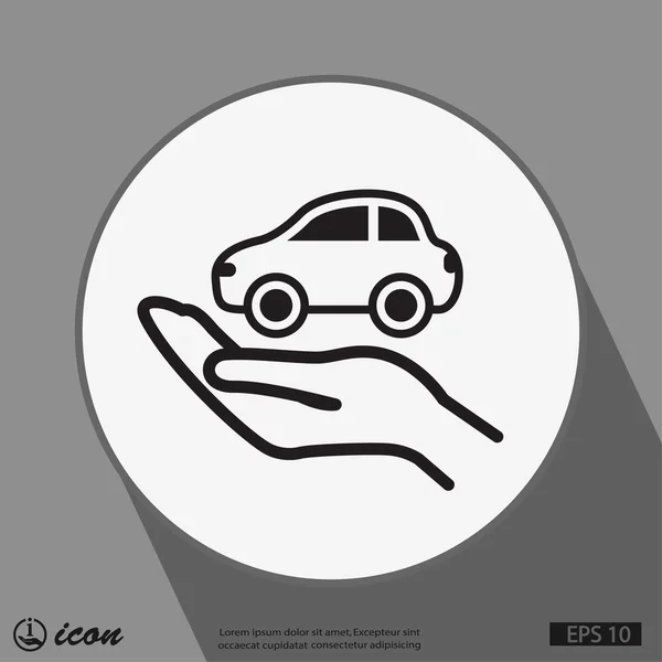 Pictograph van auto in hand — Stockvector