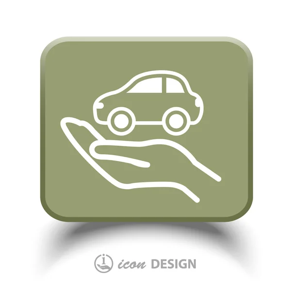 Pictograph of car in hand — Stock Vector