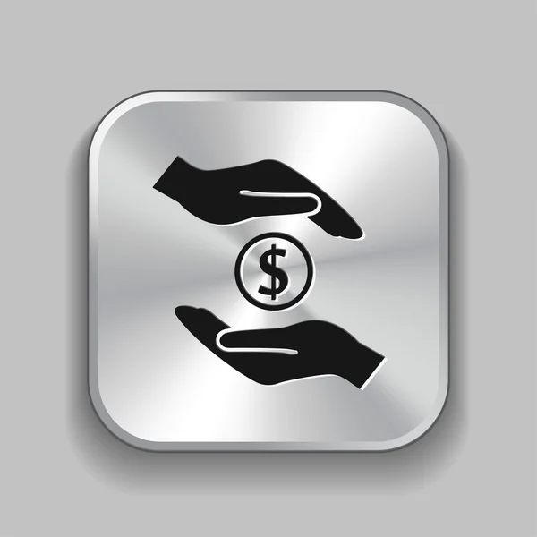 Pictogram van het geld in handen — Stockvector