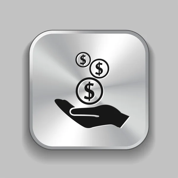 Pictograph van geld in de hand — Stockvector