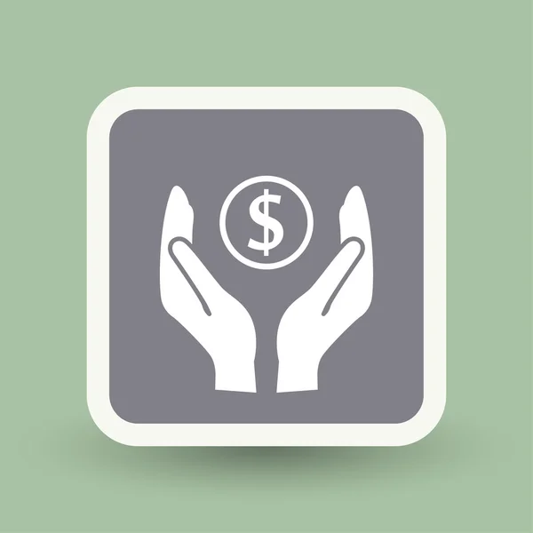 Pictogram van het geld in handen — Stockvector