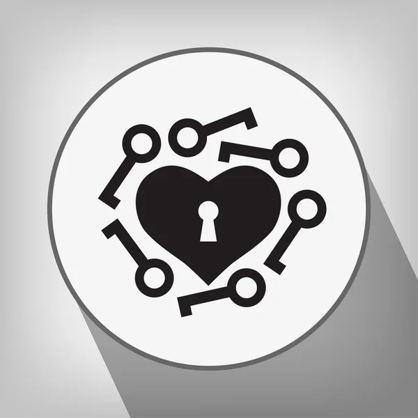 Pictograph van hart met toetsen — Stockvector
