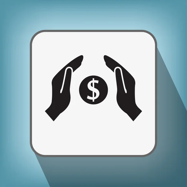 Pictogram van het geld in handen — Stockvector