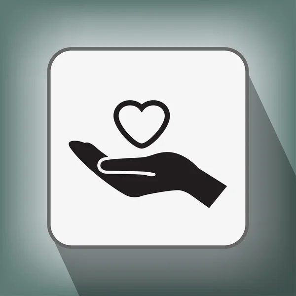Pictograph van hart in hand — Stockvector
