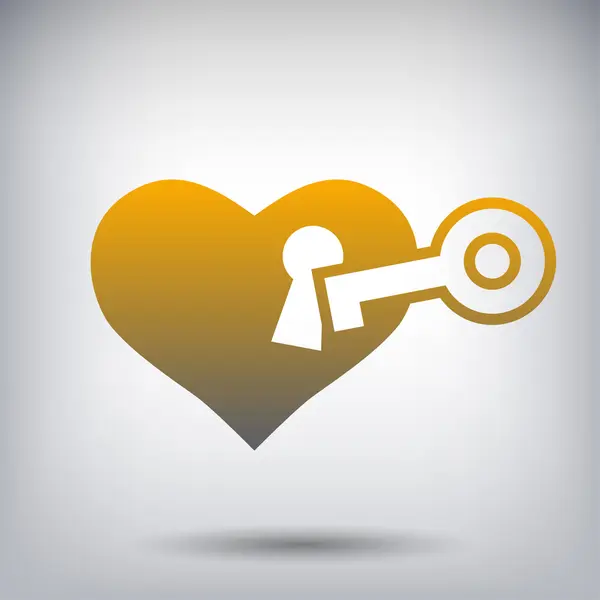 Piktographie des Herzens mit Schlüssel — Stockvektor