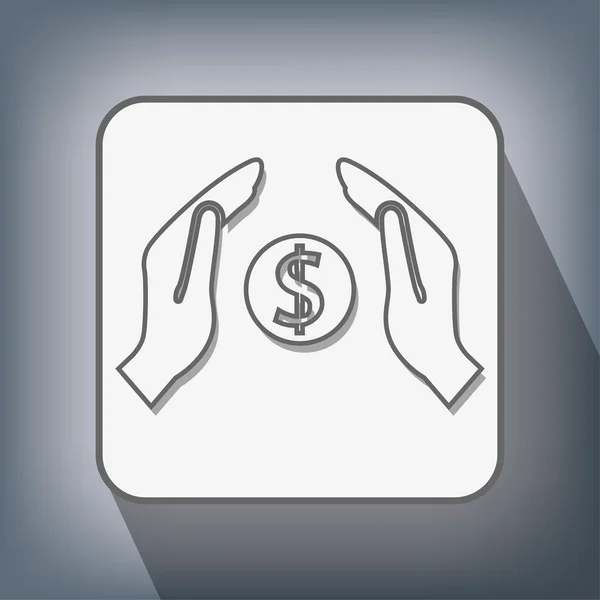 Pictogram van het geld in handen — Stockvector