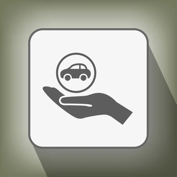 Pictograph van auto in hand — Stockvector