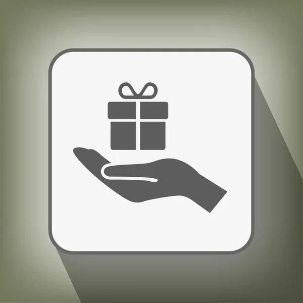 Pictograph voor gift in hand — Stockvector