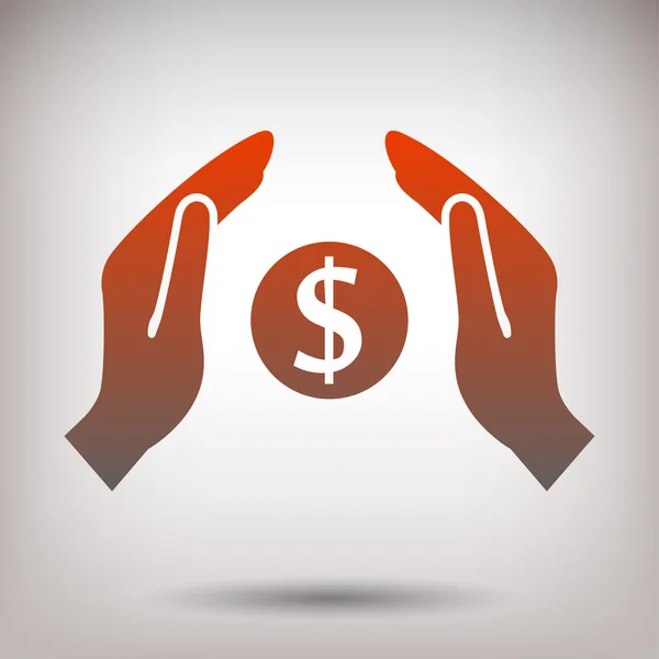 Pictografía del dinero en las manos — Vector de stock
