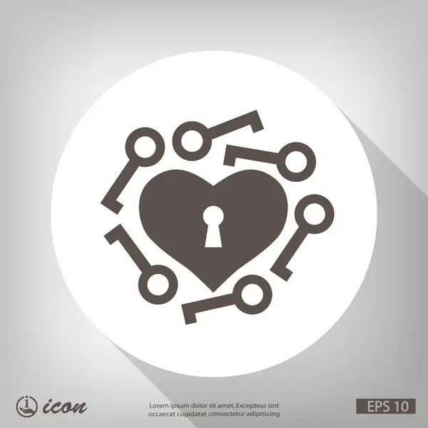 Pictograph of heart with keys — Stock Vector