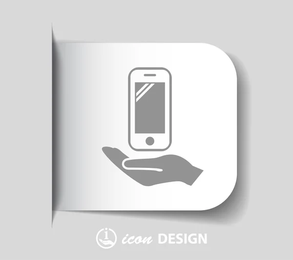 Pictograph van mobiele in hand — Stockvector