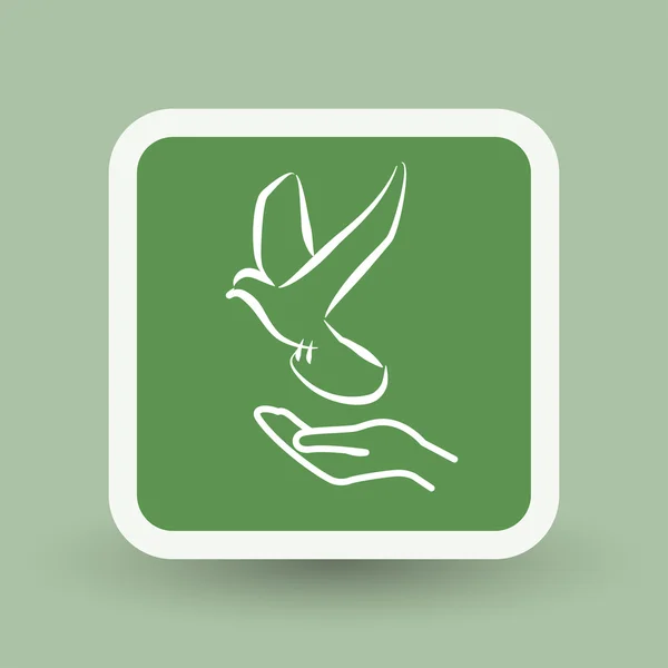 Piktogramm des Vogels in der Hand — Stockvektor