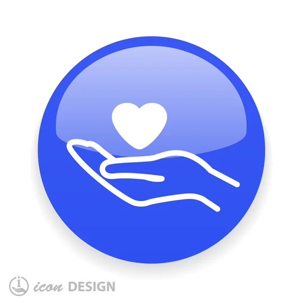 Pictograph of heart in hand icon — Stock Vector