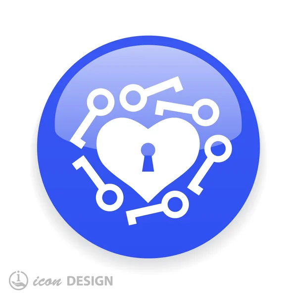 Pictograph of heart with key — Stock Vector