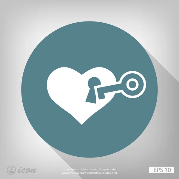 Pictogramme de coeur avec icône clé — Image vectorielle