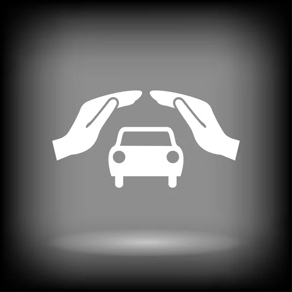 Hands holding car icon — Stock Vector