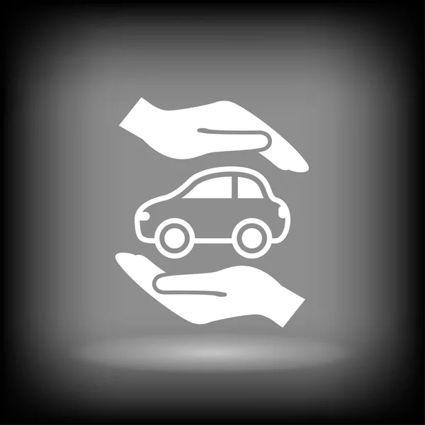 Manos sosteniendo el icono del coche — Vector de stock