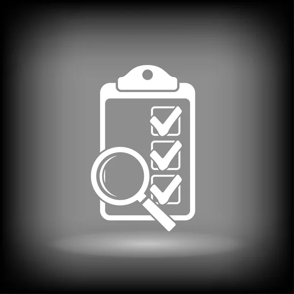 Checklist with magnifying glass icon — Stock Vector