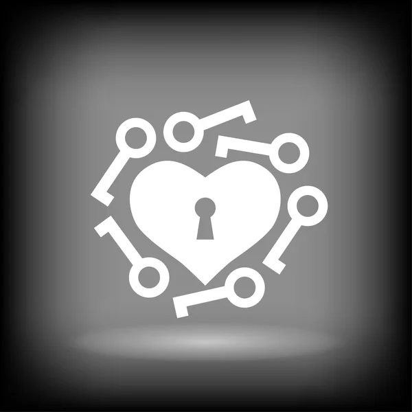 Heart with key icon — Stock Vector