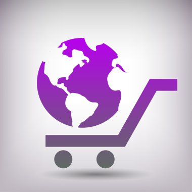 Alışveriş sepeti ve küre simgesi