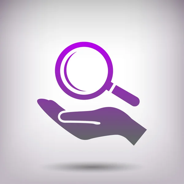 Magnifying glass and hand icon — Stock Vector