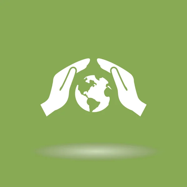 Hands holding globe symbol icon — Stock Vector