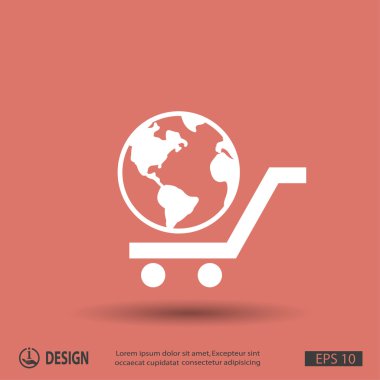 Alışveriş sepeti ve küre simgesi