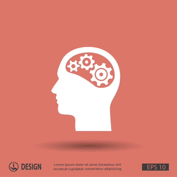Engrenagem no ícone da cabeça —  Vetores de Stock
