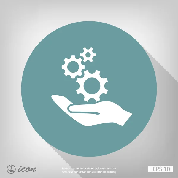 Gear and hand icon — Stock Vector