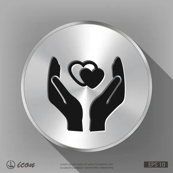 Pictograph of heart in hands — Stock Vector