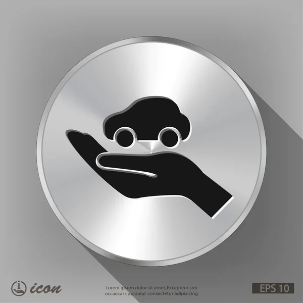 Hand met auto pictogram — Stockvector