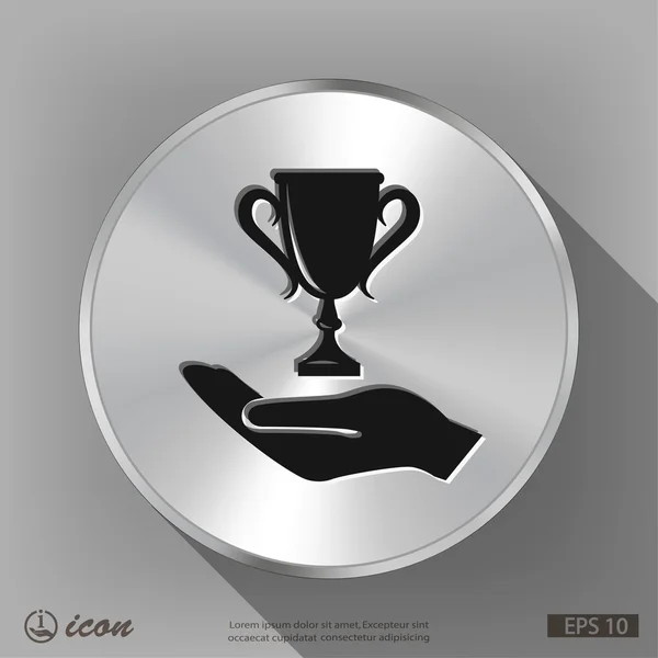 Main avec icône de coupe champions — Image vectorielle